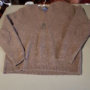 Ralph Lauren Men's V-Neck Sweater in Heathered Brown